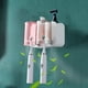 thumbnail image 1 of Juego de vasos para cepillos de dientes de pared | Portacepillos para 3 cepillos de dientes con dispensador automático y bandeja | Organizador de baño de plástico blanco para pasta de dientes y, 1 of 7
