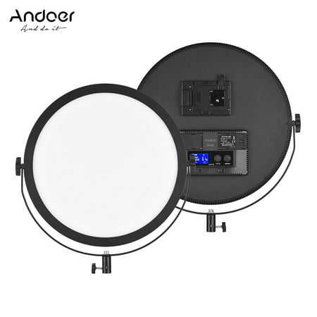 Andoer SO-50T Ultrathin Bi-color Round LED Video Light 3200K-5600K Photography Fill Light Stepless Diammable LCD Display Screen CRI 97+ Power 50W for Portrait Wedding Still Life Photography Video (Best Display For Photography)