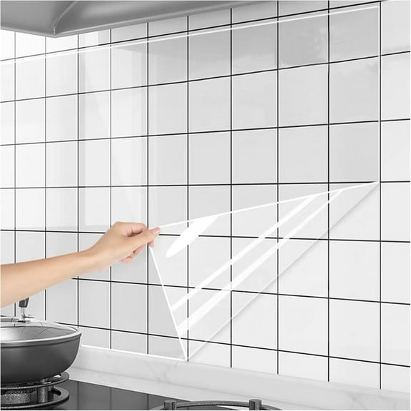 Wall Protective Film,Self-Adhesive Contact Paper,Removable Walls Covering,Heat-Resistant Clear Shelf Liner Backsplash for Home