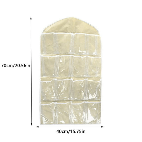 WICVIK 16 Large Pockets Hanging Shoe Organizer Over The Door Shoe Rack for Closet Door Storage Mesh Shoe Holder Hanger for Men and Woman, Beige