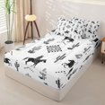 thumbnail image 2 of Homewish Retro Western Cowboy Zipper Queen Comforter Set with Fitted Sheet and 2 Pillowcases,Desert Cactus Zipper Bedding Set,White,Light Gray Reversible,4pcs, 2 of 8