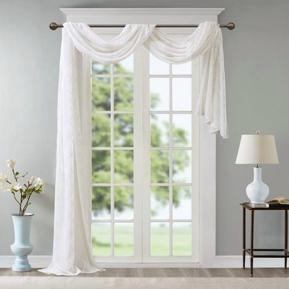 MAYEERTY Diamond Sheer Embroidered Window Scarf - For Living Room