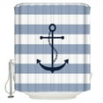thumbnail image 2 of Blue White Striped Waterproof Fabric Shower Curtain,Navy Blue Beach Nautical Anchor Ocean Coastal Shower Curtain for Bathroom Curtains Bathtubs Hotel Shower Curtains with 12 Hooks Long 72x78in, 2 of 6
