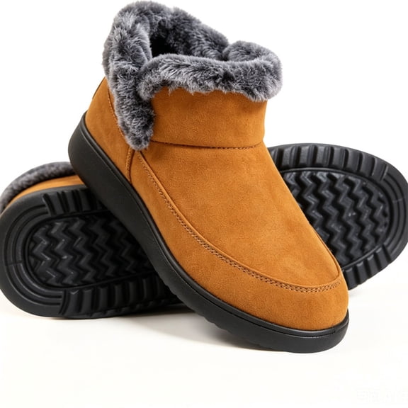 Knivor Slip On Winter Ankle Boots for Women Fuzzy Fleece Lined Non-Slip Warm Snow Booties Casual Winter Shoes for Women Cold Weather Footwear Indoor Outdoor