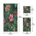thumbnail image 3 of 3 Sizes of Towel Sets Including Bath Towel Hand Towel and Washcloth for Daily Use Pink and Green Tropical Plants, 3 of 8