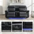 thumbnail image 3 of Power Loveseat Recliner Chair Sofa with Speaker for Living Room Faux Leather Electric 2 Seater Black Home Theater Seating Doubler Reclining Sofa with Hidden Storage,LED Lights,USB Port,Cup Holders, 3 of 7