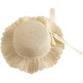 thumbnail image 6 of Girls Straw Hat Purse Bag Set Lace Brim Flowers Pearl Summer Beach Sun Hat Princess Shoulder Crossbody Bag Chin Strap, 6 of 7
