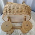thumbnail image 2 of Woven Rattan Stroller Flower Basket with Handle,Vintage Wicker Baby Carriage,Rustic Rattan Stroller Decor for Weddings, and Floral Arrangements, Decorative Flower Girl Cart, Event Centerpiece Decor, 2 of 8