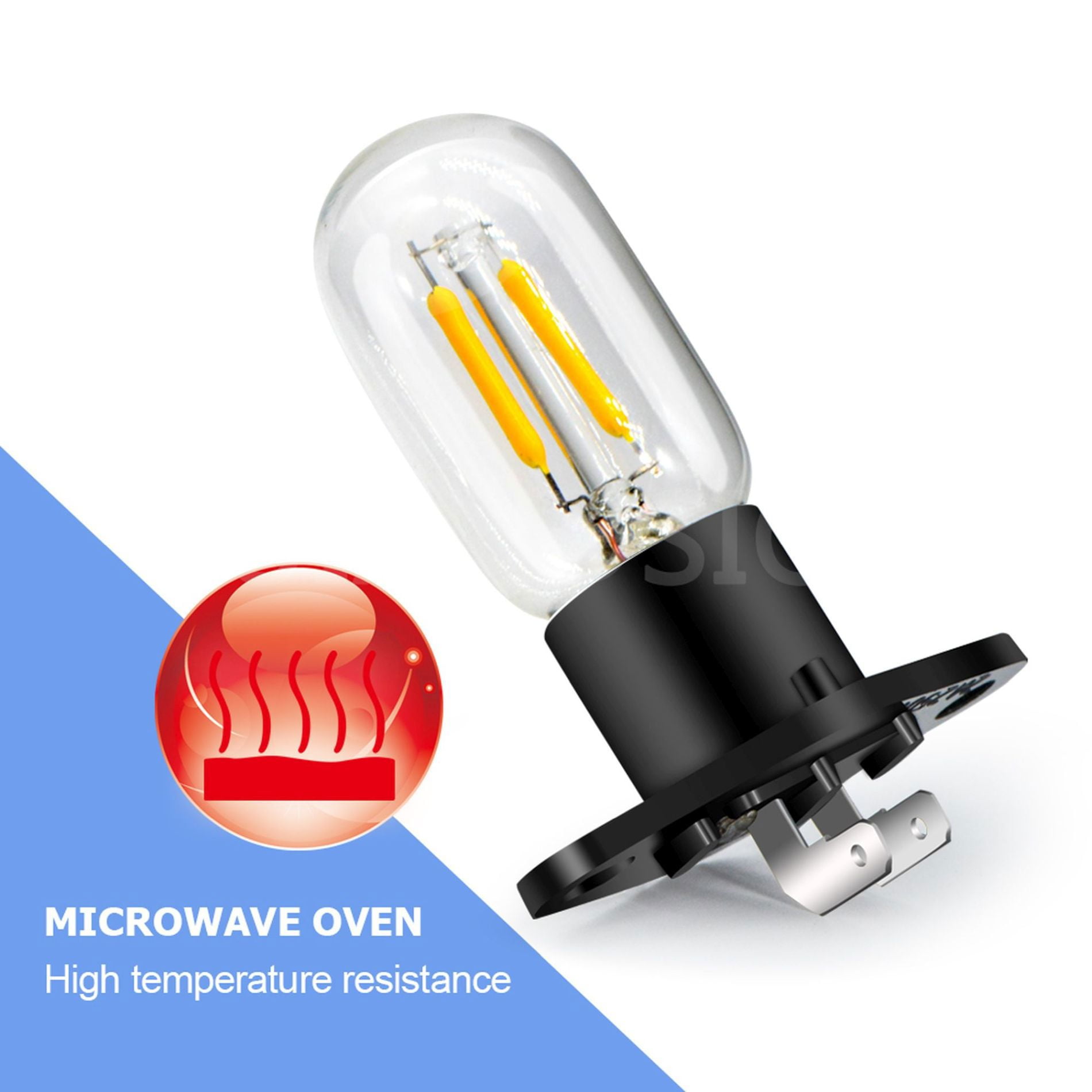 Ruiandsion 10-Pack Microwave Oven LED Bulbs,2W 110-130V 2200K Warm Amber 400LM,Z187 Base Vintage Filament Bulb,Side-Plug Design,Replacement