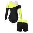thumbnail image 2 of Haitryli Kids Girls Long Sleeve Gymnastic Leotard with Short Set Skating Dance Outfits Tracksuit Yellow 10, 2 of 7