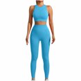 thumbnail image 3 of QATAINLAV Prime Sales Today Women's Workout Set Casual Butt Lifting Leggings and Padded Stretchy Sports Bra 2 Piece Sets Solid Color High Waist Seamless Yoga Outfits Sky Blue L, 3 of 4