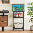 thumbnail image 4 of 5-10 Gallon Aquarium Stand, 3 Tier Fish Tank Stand with Storage, Fish Tank Stand with Metal Frame, Reptile Turtle Tank Stand for Home Office, 20.47" x 11.02" x 30.52", Black, 4 of 7