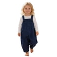 thumbnail image 3 of Ticikt Baby Boy Girl Denim Overalls Solid Suspender Bib Pants One-Piece Strap Jumpsuit Pocket Summer Outfit,Color:Blue,Size:3-4 Years, 3 of 8