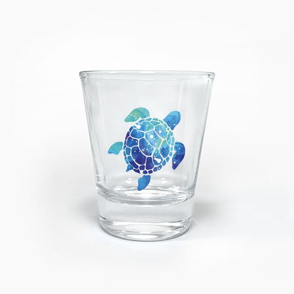WIRESTER 1.5oz Crystal Shot Glass for Coffee Beer Wine Whiskey Vodka Milk Water & More - Blue Sea Turtle