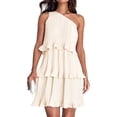 thumbnail image 3 of Women'S Summer Sleeveless Mini Dress Boho One Shoulder Ruffle Tiered Layered Flowy A Line Dresses Color XL, 3 of 9