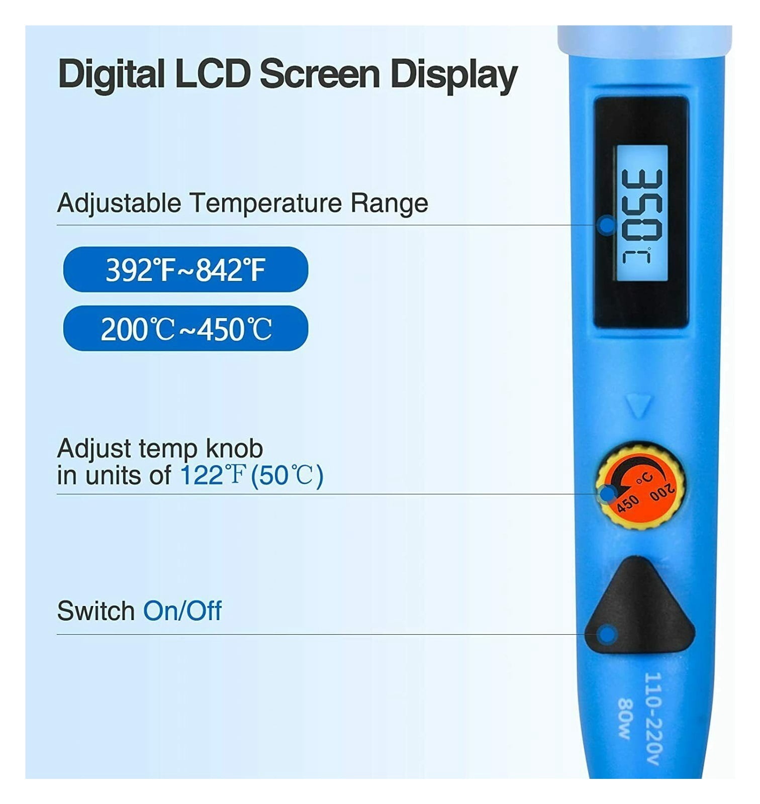 80W Digital Soldering Iron Adjustable Temperature Electric Solder Iron,Rework Station Handle Heat Pencil Welding Repair Tools,Welding Tools