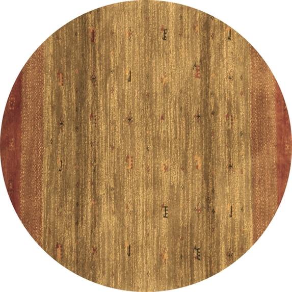 Ahgly Company Indoor Round Abstract Brown Contemporary Area Rugs, 6' Round