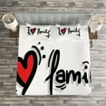 thumbnail image 3 of Ambesonne Family Quilted Bedspread Set 3 Pcs, I Heart Family Pictogram, King Size, Black Red White, 3 of 3