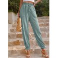 thumbnail image 4 of Women High Waist Long Pants Pure Color Elastic 2 Pockets Simple Comfortable Solid Color Ankle Tie Trousers for Daily Life Workouts, Running, Pilates, 4 of 5