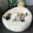 thumbnail image 2 of Round Donut Dog Cat Bed Soothing Plush Comfy Mat Sleeping Basket Light Brown 50Cm, 2 of 2