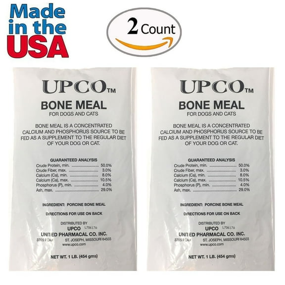 Bone Meal Steamed Powder for Dogs and Cats 2 Pack Total 2 Pounds from Upco Bone Meal Made in USA