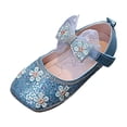 thumbnail image 2 of Girls Flower Girl Shoes, Rhinestone Crystal Mary Janes with Pearl Strap for Weddings & Birthdays Blue B 1.5, 2 of 8