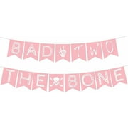 Bad Two The Bone Banner, 2nd Birthday Party Decorations, Rock n Roll Bone Skull Second Birthday Decoration, Born to Rock Music Theme 90s Bday Party Supplies Pink for Girls Kids