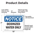 thumbnail image 2 of (2 Pack) Deionized Water Only OSHA Notice Sign 10 Inch X 7 Inch Indoor / Outdoor Rust-Free Aluminum Metal Signs for Workplace, Workshop, and Construction Site, Made in the USA, 2 of 8