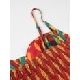 thumbnail image 6 of Women'S Sleeveless Slimming Print Suspender Dress V-Neck Casual Pleated Dresses Red S, 6 of 9
