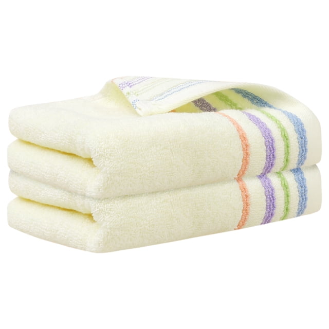 Toallas de mano de 2 piezas con patrón a rayas colorido REGALWOVEN, toalla de secado rápido para baño, viaje, campamento Amarillo claro 13" x 30"