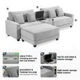 thumbnail image 3 of LOYALICE 111.8" Sectional Sofa with Ottoman, L-Shaped Modern Modular Couch, Oversized Corduroy 4 Seat Sofa with Storage Box, USB & TYPE C Port and Two Cup Holders for Living Room, Gray, 3 of 9