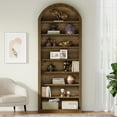 thumbnail image 4 of Tribesigns 8-Tier Bookcase, 78.7" Tall Bookshelf with Arched Top, Large Freestanding Wooden Open Bookcase Bookshelf, Modern Display Book Shelf for Living Room, Bedroom, Office, Library, Vintage Brown, 4 of 16