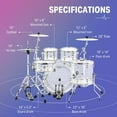 thumbnail image 4 of Donner DDS-1000 Crystal 22-inch 5-Drum Set for Adults Transparent+White, 4 of 9
