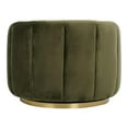 thumbnail image 5 of Chaldon Modern Living Room Round Back Velvet Swivel Chair in Green, 5 of 6