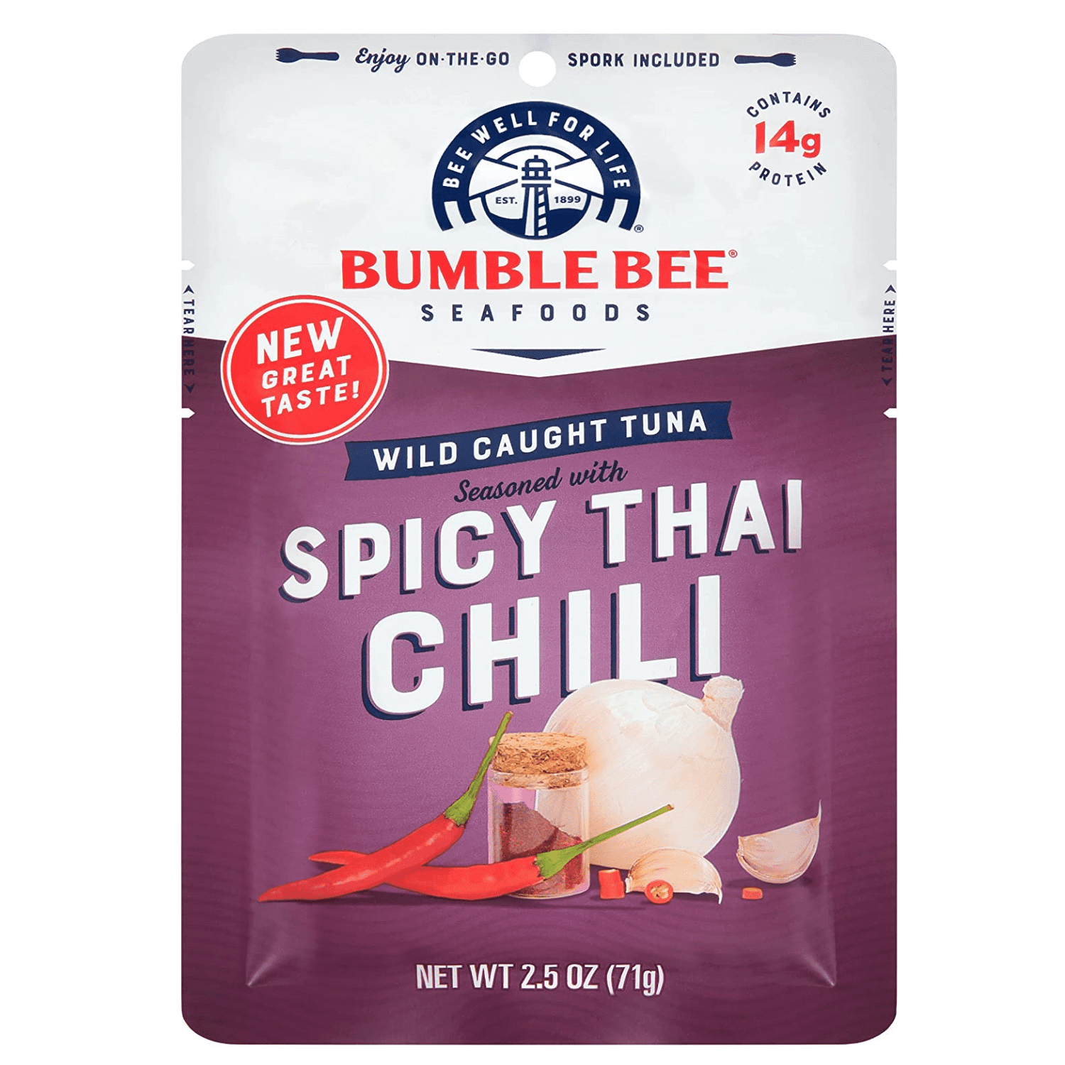 Bumble Bee Spicy Thai Chili Seasoned Tuna, 2.5 Oz Pouches (Pack of 12