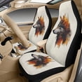 thumbnail image 3 of Xixirimido 5Pcs Car Seat Covers & Seatbelt Covers & Center Console Cover Set Universal Auto Accessories Fit for SUV Sedan Van Truck Leather Front Seat Cover, Wolf Forest, 3 of 8
