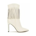 thumbnail image 2 of Nine West Tries3 Ivory Leather Fashion Pointed Toe Womens Dress Ankle Booties, 2 of 4
