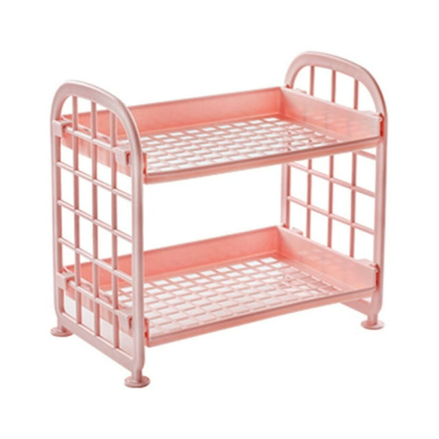 2 Layer Plastic Bathroom Storage Rack Toilet Kitchen Shelf Desktop Sundries Cosmetics Organizer