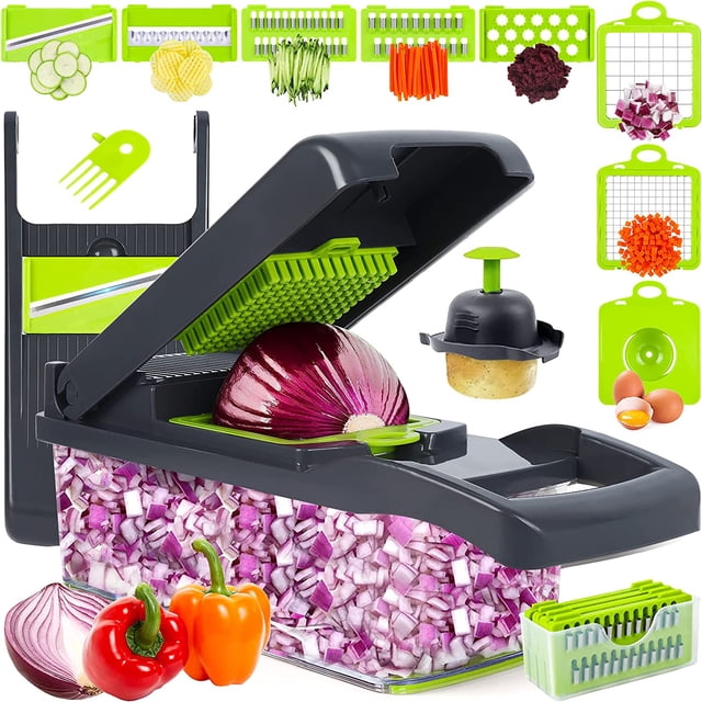Triturador de Verduras Multifuncional 10 en 1 con Cuchillas de Acero Inoxidable y Canasta Coladora para Cocina