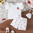 thumbnail image 2 of Toddler Girl Outfits Cherry Pattern Print Girls Summer Outfit Cute Short Sleeve Round Neck T Shirt Matching Elastic Shorts Sweet White 9-12 Months, 2 of 6