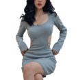 thumbnail image 4 of Txlixc Vestido corto y recortado para mujeres vestido sólido con espalda hueca, manga larga y pecho bajo vestido de primavera con caderas Txlixc  moda, 4 of 9