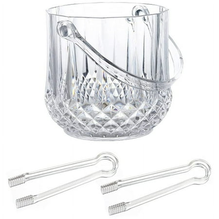 

Ice Bucket Plastic Ice Bucket with Handle Acrylic Transparent Champagne Beer Wine Ice Bucket -Transparent