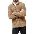 thumbnail image 2 of Stand Collar Men Casual Knit Sweater Male Cable Chunny Pullover, 2 of 5
