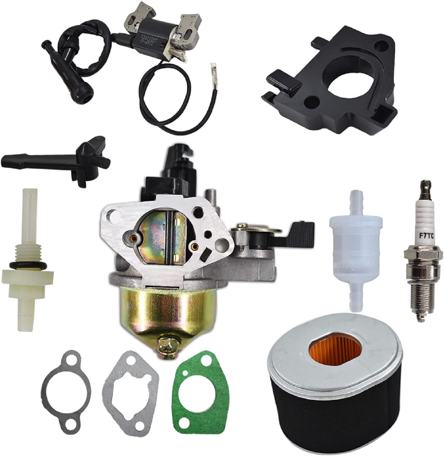 EPOTOOR GX390 Carburetor with Ignition Coil Air Filter Kit Replacement for Honda GX340 GX360 GX390 11HP 13HP Engine Generator Lawn Mower Motor 16100-ZH8-W61 16100-ZF6-V01 16100-ZF6-V00