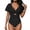 Black, variant on Women's One Piece Swimsuit Tummy Control High Waisted Bathing Suit with Ruffled Sleeves V-Neck Ruched Cutout Back Buckle