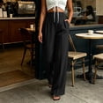 thumbnail image 5 of VEKDONE Dress Pants for Women Dressy Button Zipper Business Work Suit Pants Casual High Waisted Pleated Straight Trousers Solid Color Office Long Pants with Pockets Black L, 5 of 6