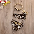 thumbnail image 6 of Kiapeise Little Girls 3 Pcs Bikini Set, Leopard Top+Panty+Bow Hair Band, 6 of 6