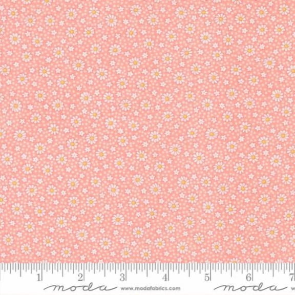 Cotton 30's Playtime 2025 by Linzee McCray Flowers Floral Daisies Pattern Moda Fabrics Pink Cotton Fabric Print by the Yard (23379-13)