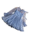 thumbnail image 2 of ADVEN 120cm Baby Girl Dress Summer Long Sleeve Mesh Toddler Clothes Birthday Party Hot Weather Travel Decorative Kids Children Dark Blue, 2 of 10