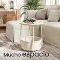 thumbnail image 1 of VASAGLE Mesa Auxiliar, Mesa Lateral Redonda con Cesta de Tela, Mesita de Noche, Estilo Moderno, Blanco Crema, 1 of 6